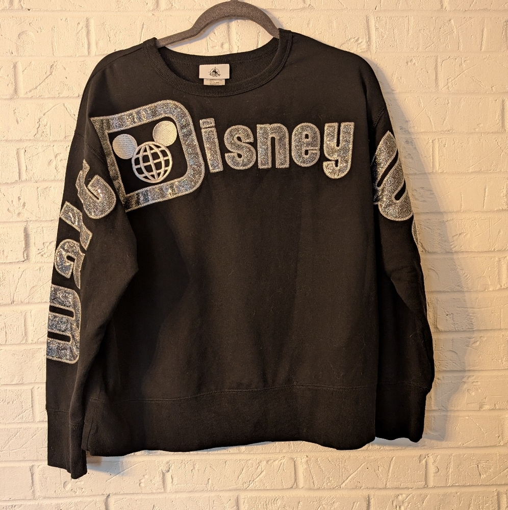 Women's Disney Black Sweatshirt with Silver Lettering